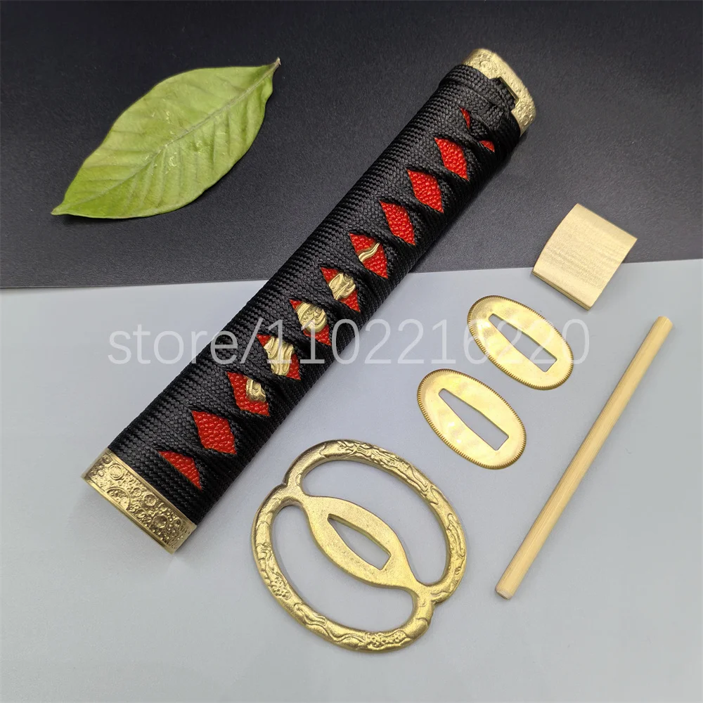 A Set Very Exquisite 20cm Handle Tsuka Brass Handguard Gaurd Tsuba Habaki Seppa For Japanese Samurai Katana Sword Fittings