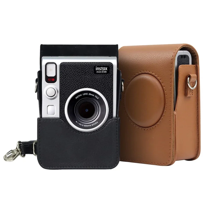 

For Fujifilm Instax Mini Evo instant film camera bag camera case PU leather soft silicone cover bag with shoulder strap