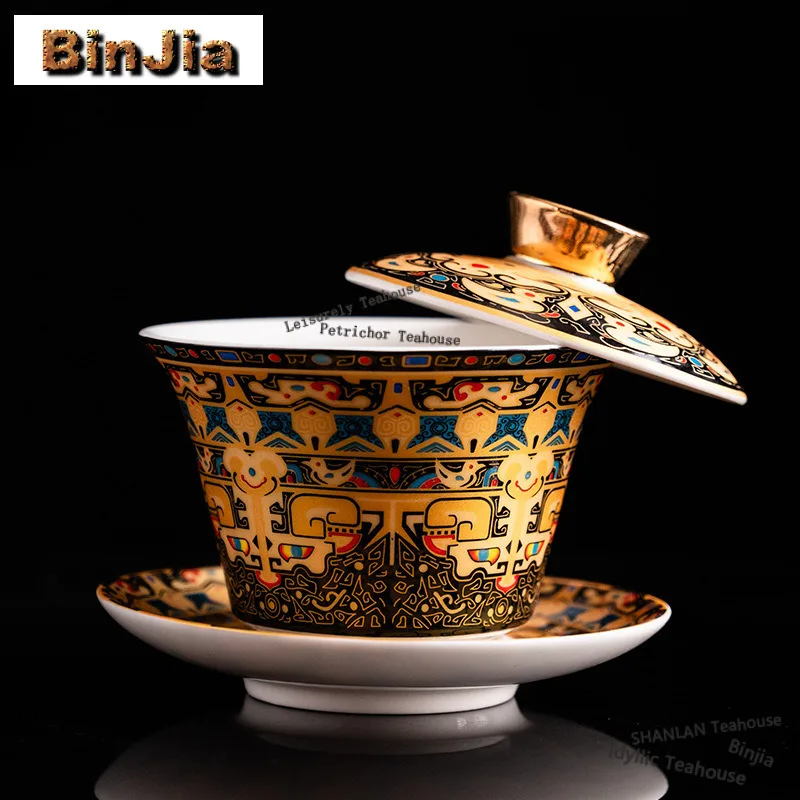 

150 мл Китайская Тханка Плавающая вращающаяся крышка Gaiwan Чайная вареная чайная чаша с набором крышек Чайник Крышка Чаша Китайский чайный сервиз Ремесло