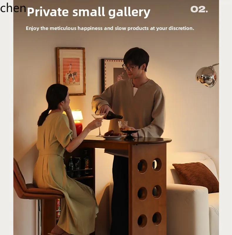 HT طاولة بار من الخشب الصلب مطعم طاولة عالية منزلية صغيرة خزانة تقسيم شقة خزانة قديمة