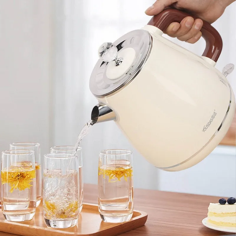 

1.8L Retro Electric Kettle Home Hot Water Kettle Fast Heating 304 Stainless Steel Automatic Power Off Large Capacity Kettle 220V