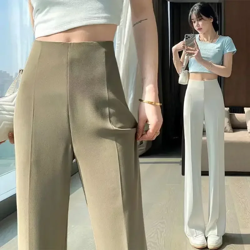 Sexy Trousers Woman Solid High Waist Tailoring Womens Pants Zipper Office Work Clothing Khaki Classic Vintage Casual Cotton Hot