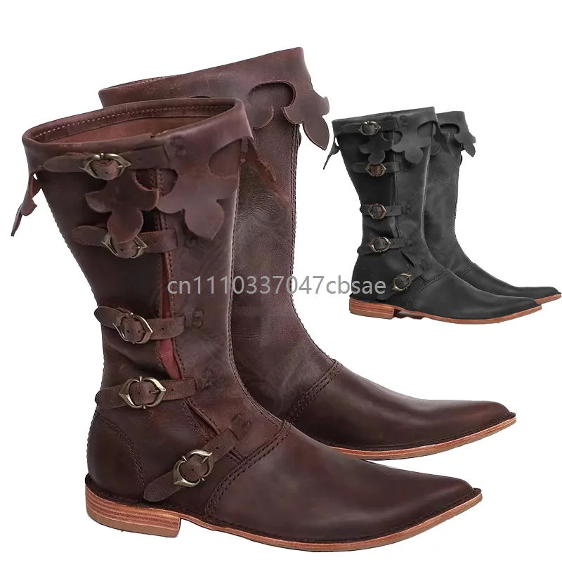 unisex-pu-leather-scallop-edge-boots-multi-buckle-pointed-toe-boot-edgy-street-style-party-special-occasion-footwear-shoes-2026