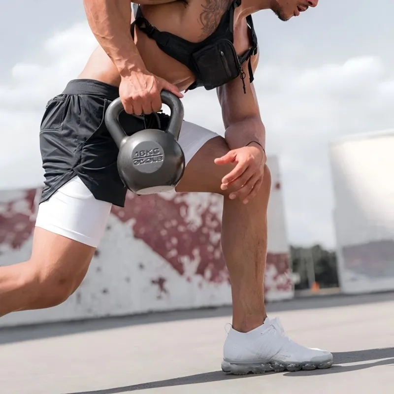 

M-4XL European Men's Sports Summer 2025 New 2 In 1 Beach Double Layer Mobile Phone Pants Gym Exercise Jogging Training Shorts