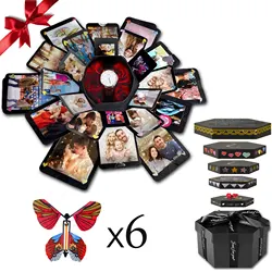 Explosion Box DIY Photo Album Box Surprise  Assembled Handmade With Magic Flying Butterfly Birthday Gift Box Anniversary Wedding