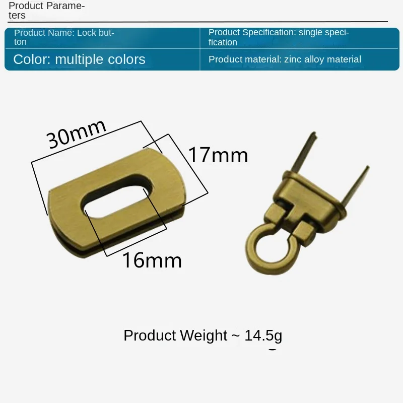 ツイストターンロックバックル、ハンドバッグハードウェアアクセサリー、クラスプバックル、財布用