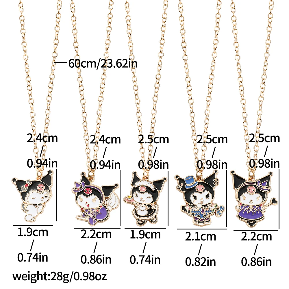 سانريو 5 قطع الكرتون كورومي لطيف قلادة الأزياء مضحك كورومي سلسلة العنق للأصدقاء هدايا عيد ميلاد حزب مجوهرات