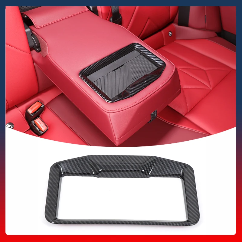 

ABS Carbon Fiber Car Rear Seat Armrest Water Cup Holder Frame Trim For BMW X3 G45 2025 2026 Interior Accessories