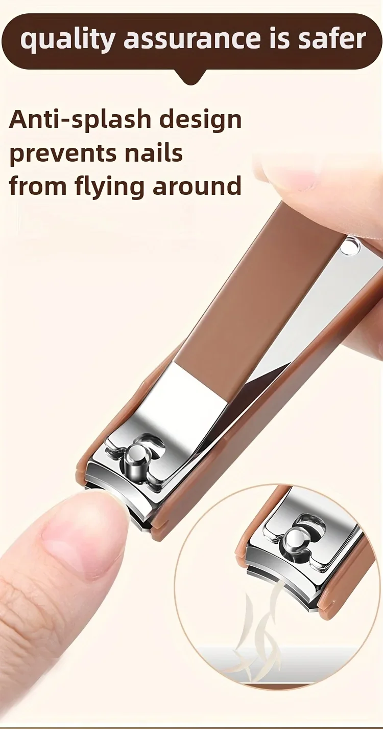 7-teiliges Edelstahl-Nagelpflegeset Anti-Spritz Tragbares Maniküre-Set Nagelknipser, Feile und Trimmer Ideal für Zuhause und Reisen – Detail 2