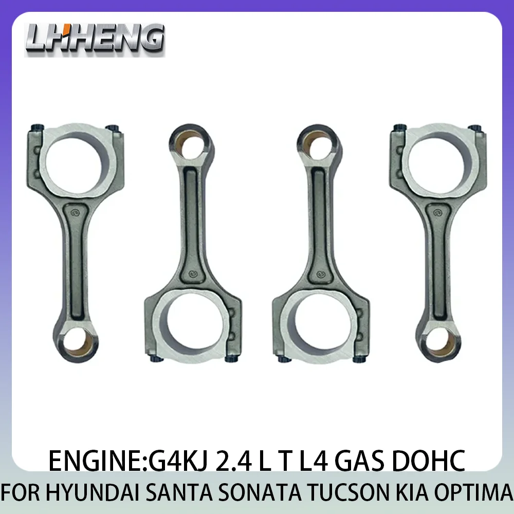 4 قطعة ربط Con Rod مجموعة جديدة تناسب هيونداي سانتا سوناتا توكسون كيا أوبتيما 2.4L 2.4L T L4 الغاز DOHC 10-22 G4KJ 23510-2G500