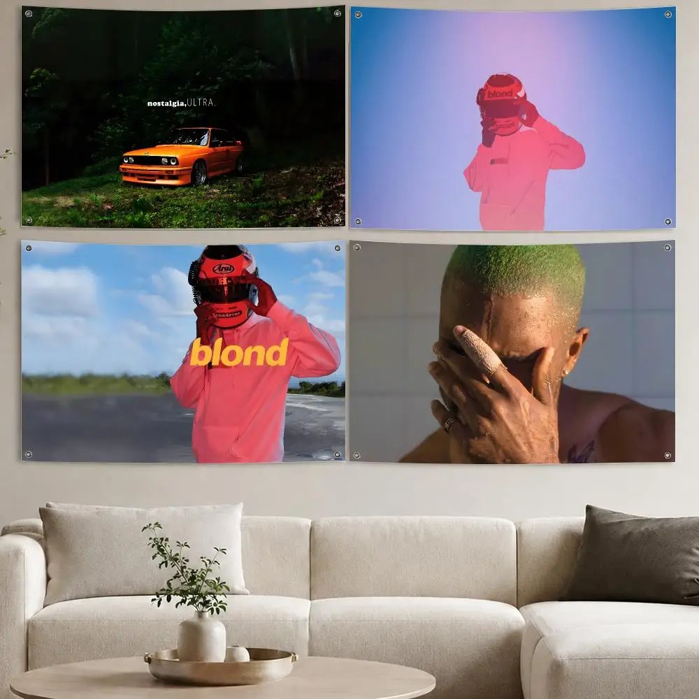A-Frank Ocean Blond Flags Aesthetic Wall Tapestry Printed Wall Hanging Living Room Party Outdoor Decor