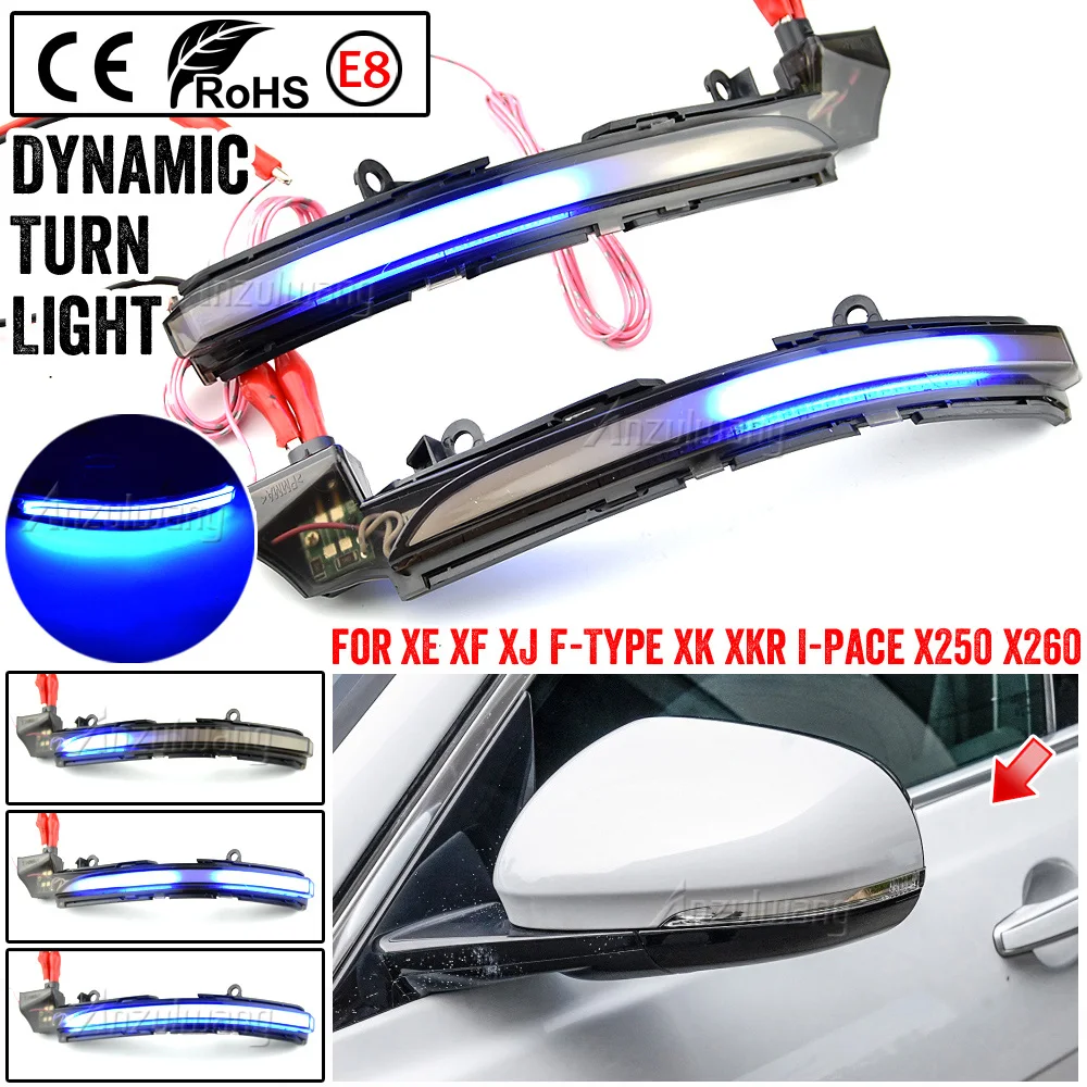 2pcs LED Dynamic Side Mirror Sequential Turn Signal Light For Jaguar XE XF XJ F-TYPE XK X250 X260 Car Styling