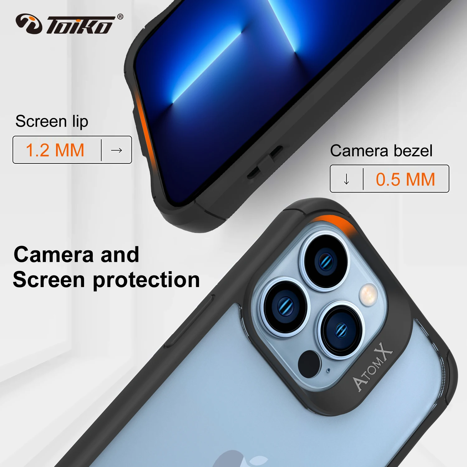 TOIKO Atom X Shockproof Protection Back Cover for iPhone 13 Pro Max Case Hard PC Soft TPU Hybrid Shell 13 Mini Airbag Bumper New
