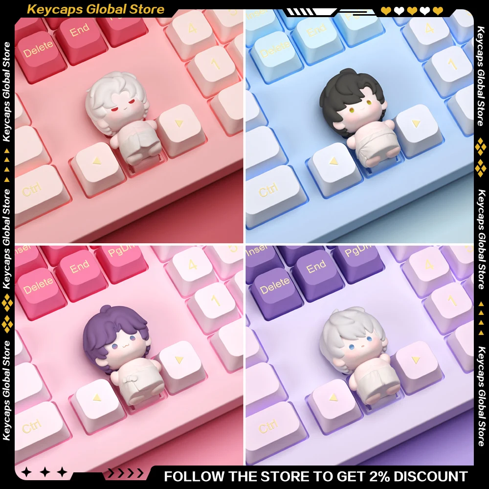 Love and Deepspace Theme Keycap Resin Two Connected Xavier/Sylus/Rafayel/Caleb/Zayne Kawaii Mechanical Keyboards Accessories
