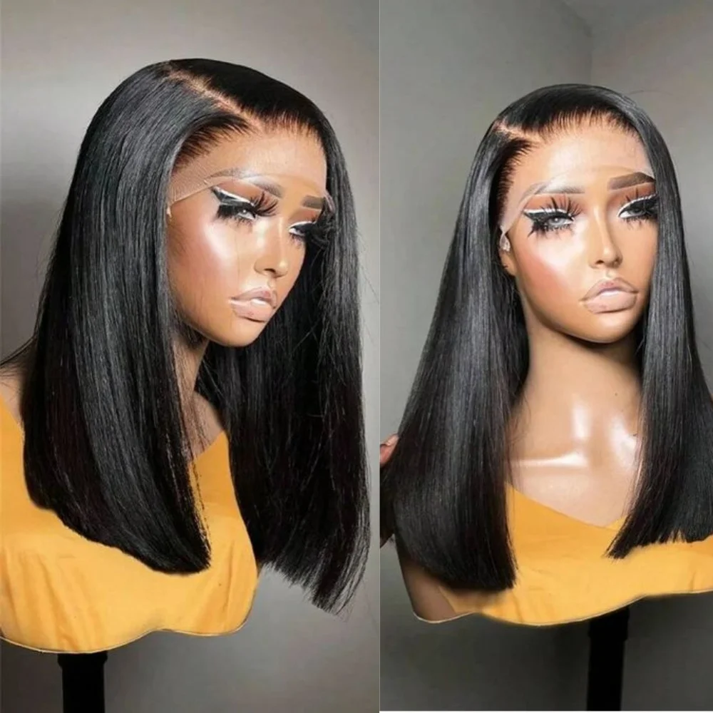 

Black Wig 18 inch 13x4 Glueless Lace Front Wig for Women Synthetic Wigs Black Hair for Daily Use Cosplay Party 200 Density