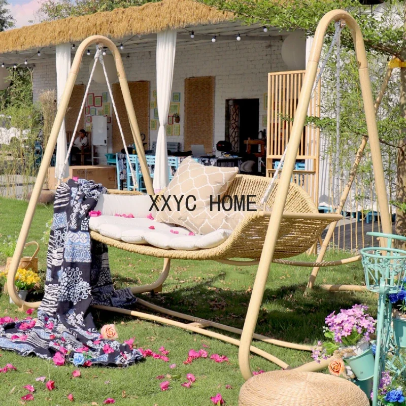 Stand Outdoor Swing Chair Adults Double Backyard Garden Swing Hanging Rope Balancelle Exterieur Patio Furniture