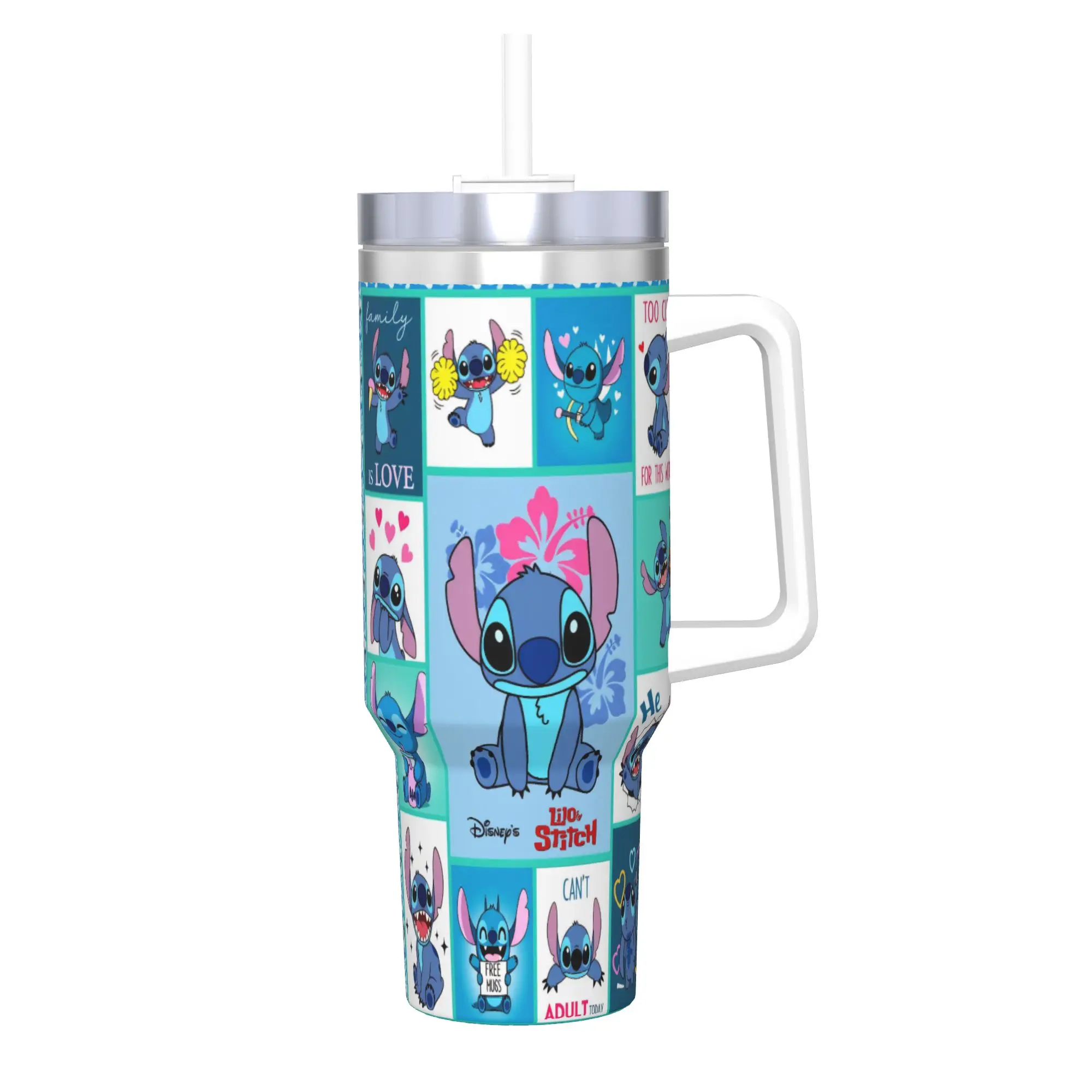

Lilo Stitchs Tumbler Vacuum Insulated Cartoon Coffee Cups with Lid Straw Car Mug Water Bottle, 40oz