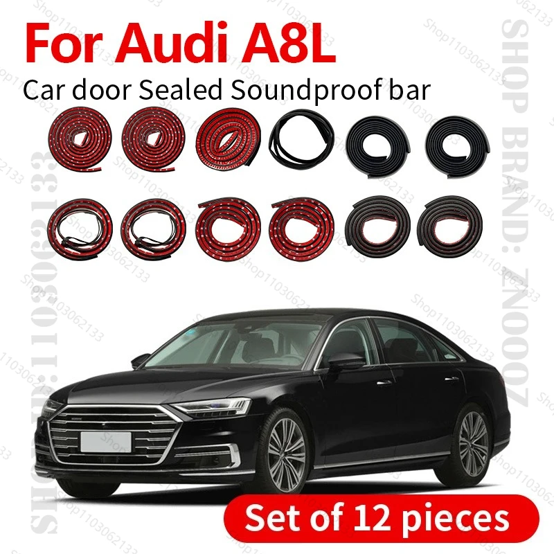 

1994-2025 для Audi A8L, уплотнительная лента для двери автомобиля, резиновая двухслойная уплотнительная лента, звукоизоляционная лента, пылезащитная уплотнительная лента, набор из 12 шт.