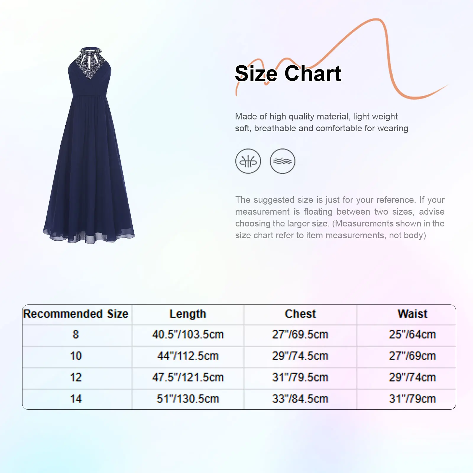 Bambini Adolescenti Sala da ballo Abito da ballo moderno Halter Chiffon Elegante abito da principessa per ragazze Abito da festa di laurea Abbigliamento da ballo lirico