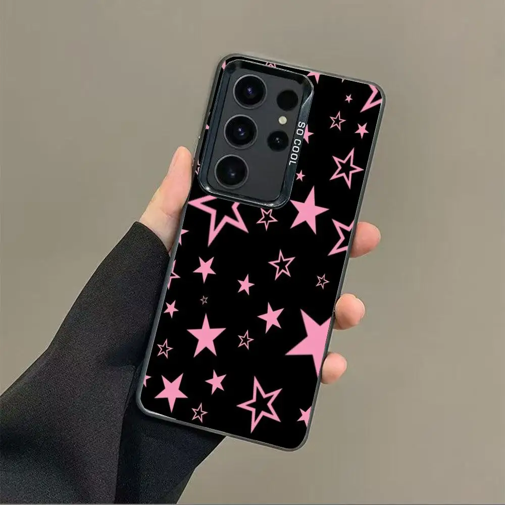 

Pink stars case for Galaxy S25 S24 S23 S22 S21 S20 Ultra/ FE/Plus shock-proof rear cover anti-fingerprint