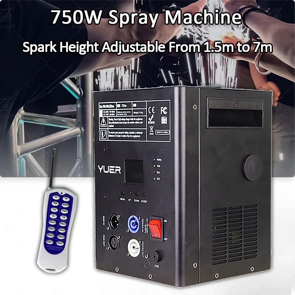 

NEW 750W Large Cold Spark Firework Machine 8.2-18ft Adjustable DJ Party Stage Effect DMX Cold Flame Top Spraying Machine