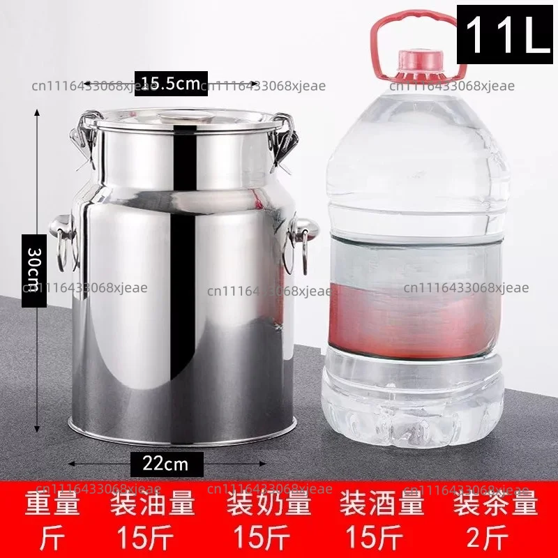 11L Stainless Steel Milk Bucket 2.64 Gallon Can With Sealed Lid For Milk And Wine Liquid Storage 304 Grade Wine Pail