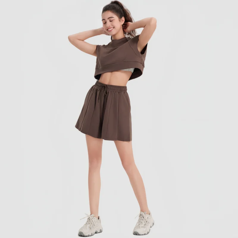 

2 Pcs Yoga Suit for Women Loose Tracksuit Gym Outfit Tennis Suit Sport Short Shirt Workout Sportswear Running Wear Athletic Set