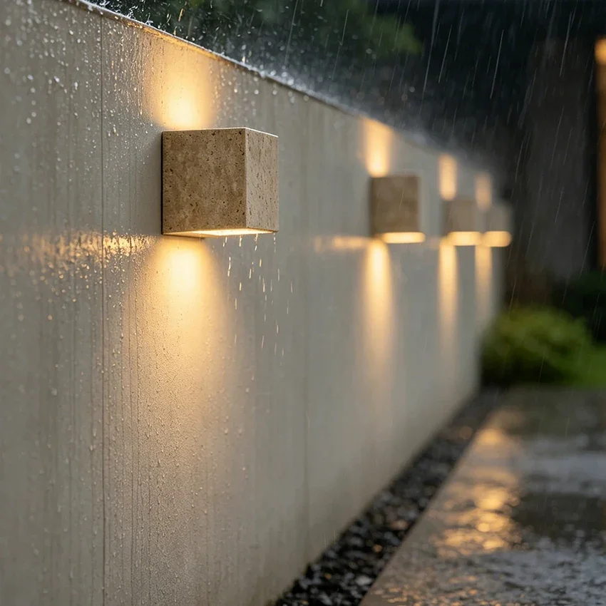Yellow Travertine Stone Wall Lamp for Shop Restaurant Cafe Indoor Outdoor Decoration Sconce Light Background House Lights