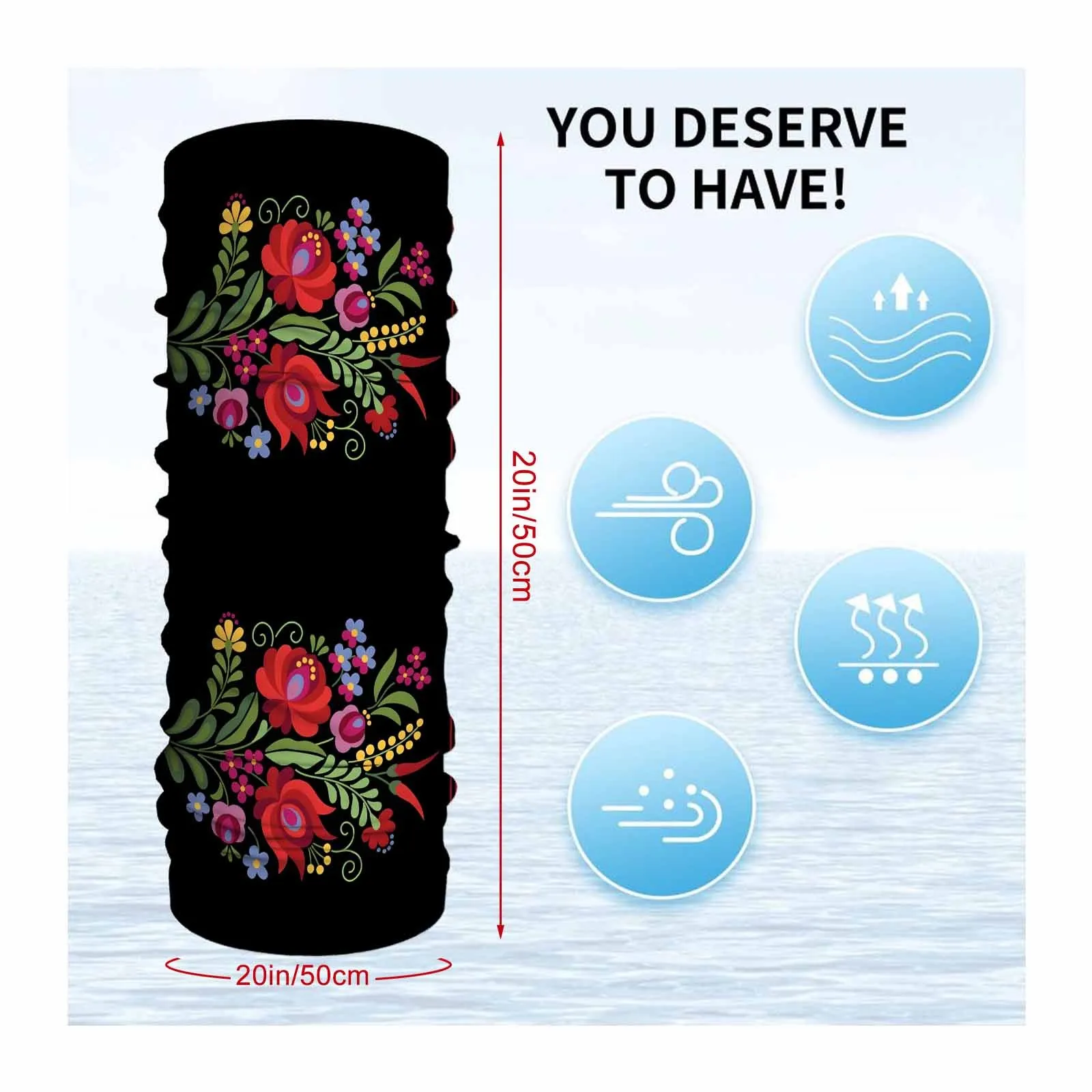 Customization Floral Pattern, Traditional Folk Art, Vibrant Colors Novel Design Multi-Functional Printed Scarf Suitable