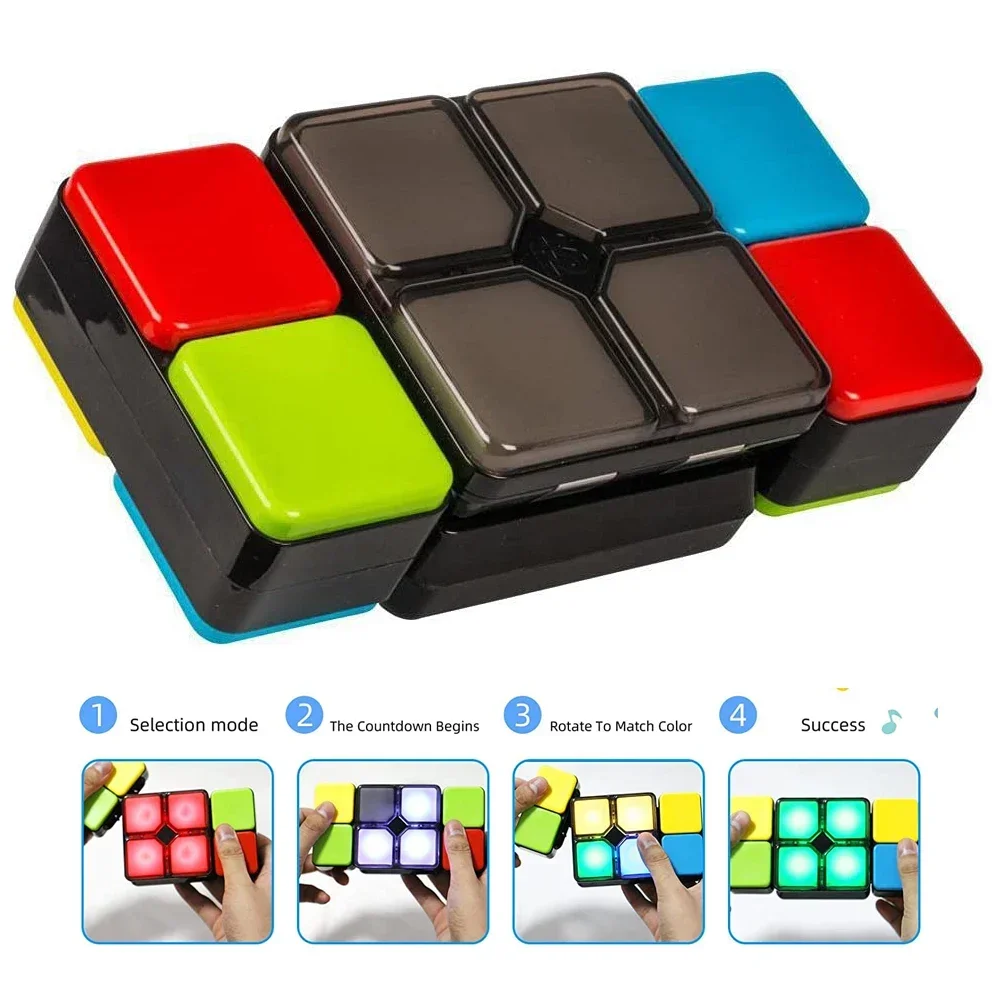 2024 Electronic Handheld New Point Game Fidget Toys Logic Flip Slide  4 Game Modes Changeable Puzzle Magic Cube Music Toy