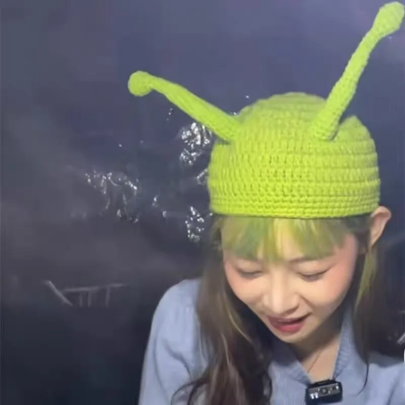 Unisex Sturmhaube Monster Shrek Mütze Wolle Winter Warme Strickmützen Grün Lustige Beanie Skullies Mütze für Damen Herren Rein handgefertigt – Detail 4