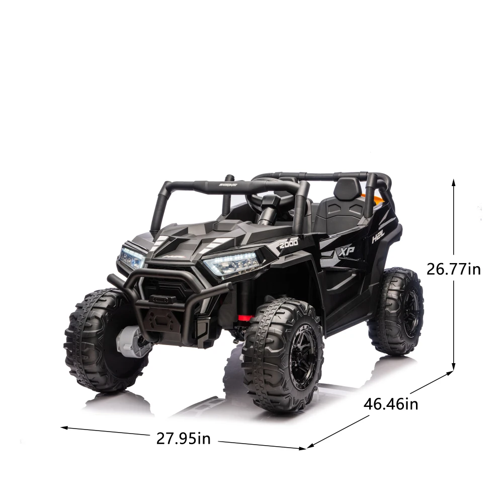 24V 2-Seater Kids Ride-On UTV 4WD Four-Wheel Suspension Headlights Power Display Storage Space Included Shovel Bluetooth age 3+