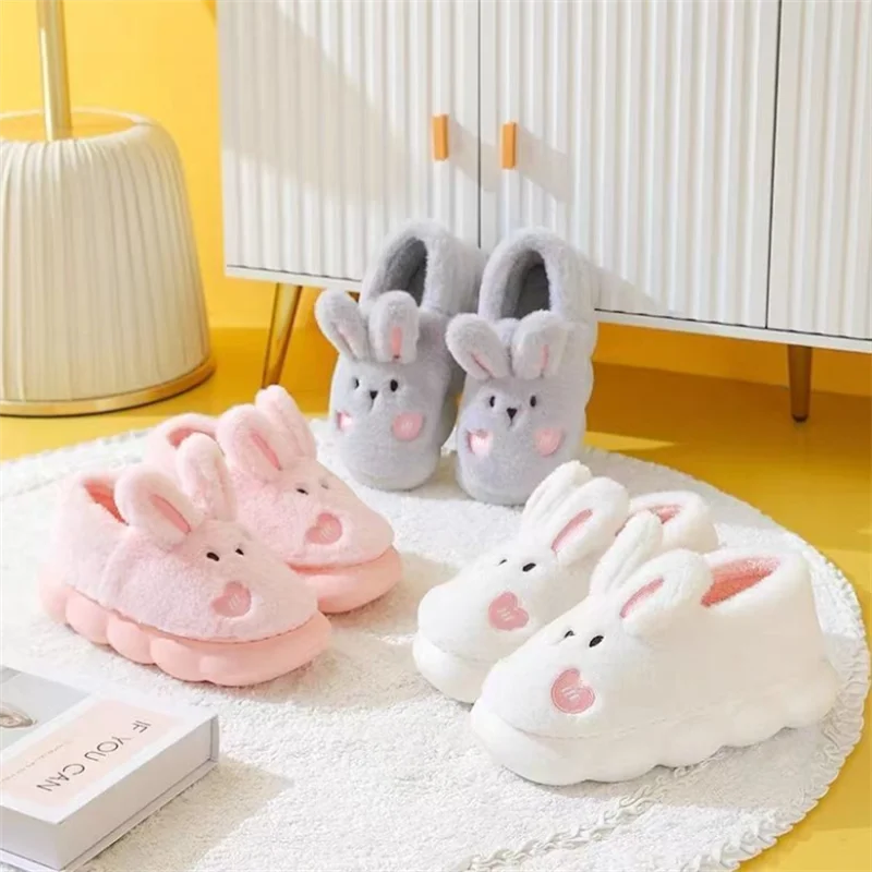 Cotton Slippers Women Internet Celebrity Shoes New Cute Cartoon Rabbit Shoe Winter Warm Woman Shoes Indoor Fluff Shoes for Women