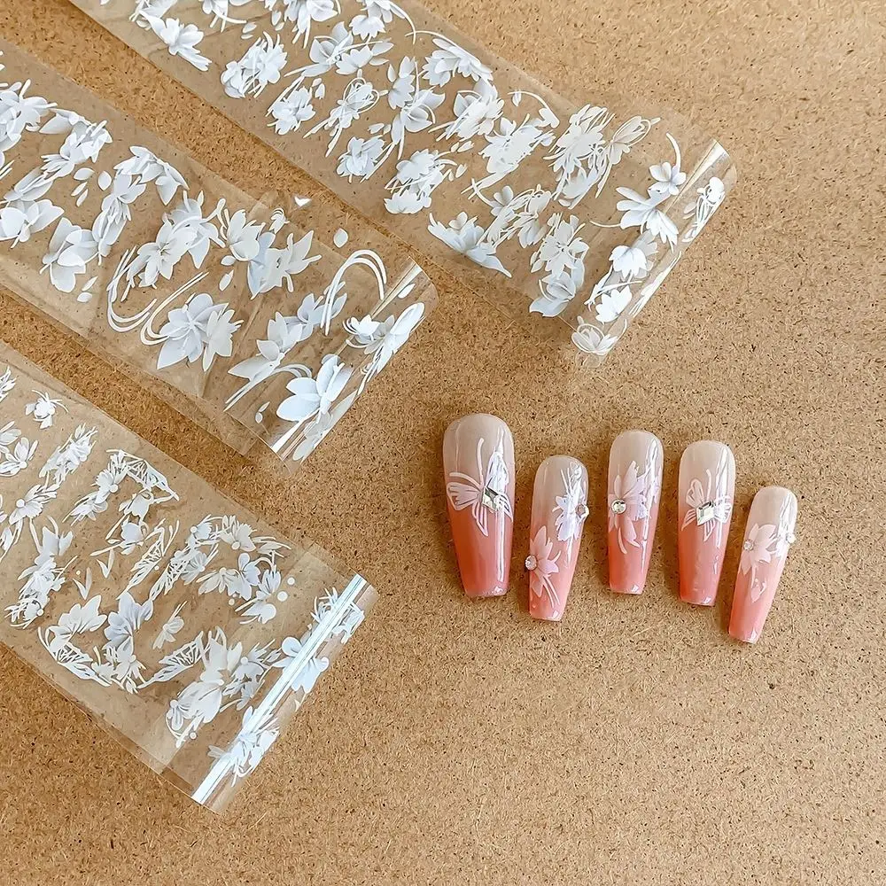 Flower Shape Nail Art Transfer Paper Butterfly Shape Convenient Pottery Stickers Large-capacity White Nail Foil Film Manicure