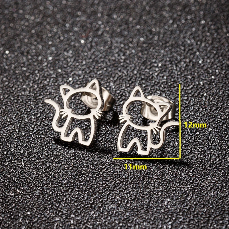 100% Stainless Steel Animal Earrings for Women Girls Fashion Lizard Dog Cat Earings Daily Jewelry Christmas Piercing Ear 2026