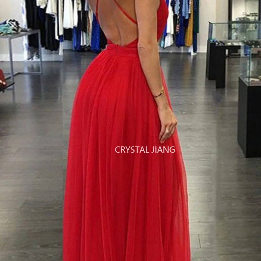 Sexy Red Long Evening Dresses Strapless Chiffon Natural Waist Sleeveless A Line Floor Length فساتين مناسبة رسمية