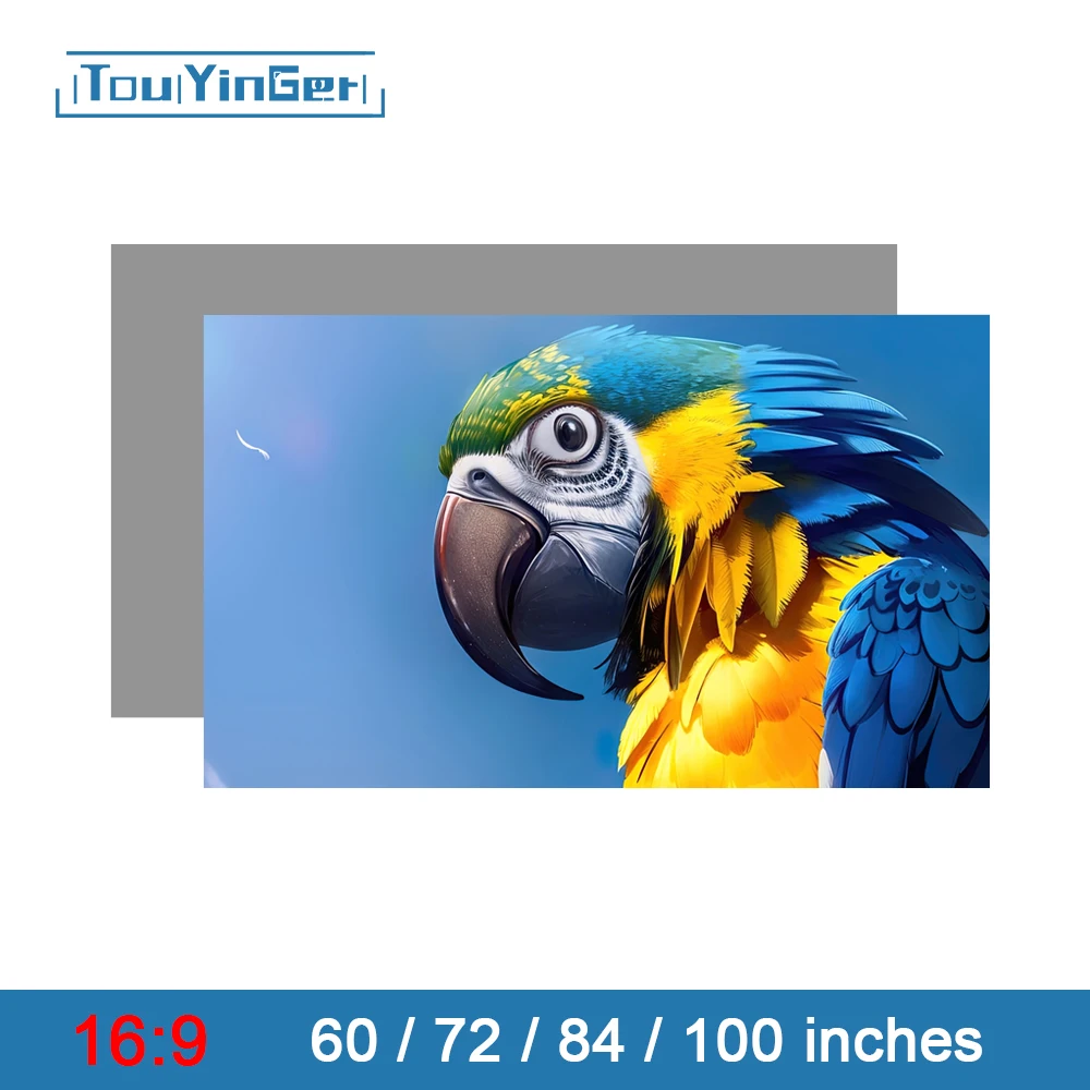 Touyinger 16:9 High Brightness Reflective Projector Screen 60 72 84 100 120 130 Inches Fabric Cloth Screen for Epson BenQ XGIMI
