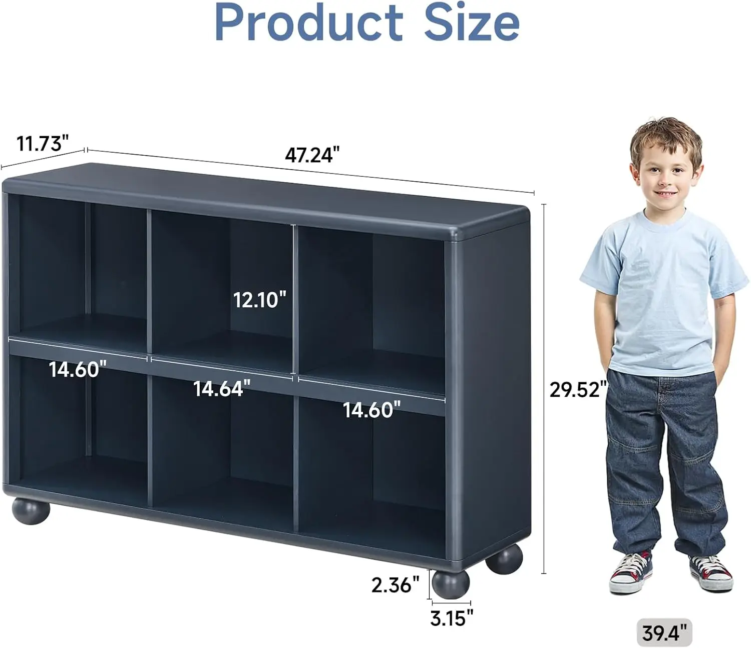 Kids Bookcase 6 Cube Storage Toy Organizer All Rounded Design Montessori Shelf Sphere Foot Playroom Bedroom Nursery Classroom Na