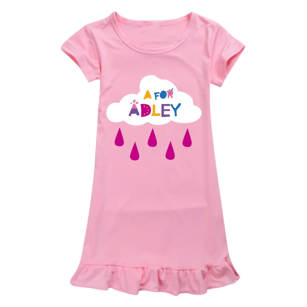 

2023 Summer A FOR ADLEY Dresses Baby Girls Nightdress Kids Princess Nightgowns Home Pyjamas Clothes Children Cartoon Sleepwear