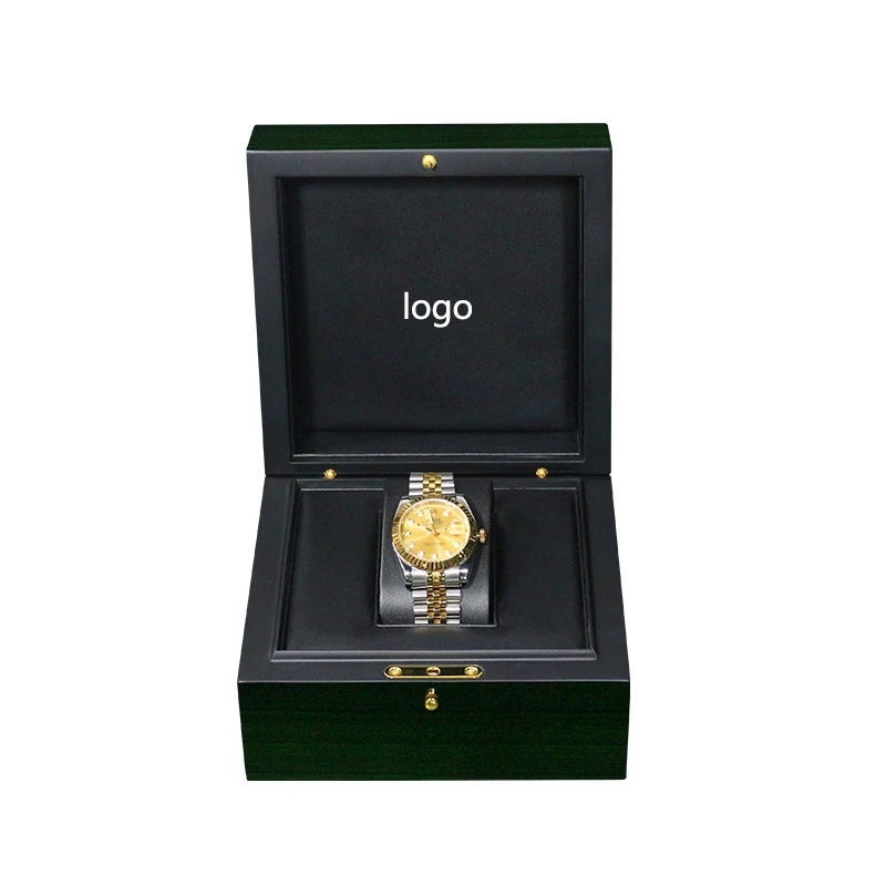 Piano Lacquer Wood Grain Green Watch Box Carving Add Logo on Box Luxury Packing Storage Display Box Audience Favorite PU가죽 CaseC