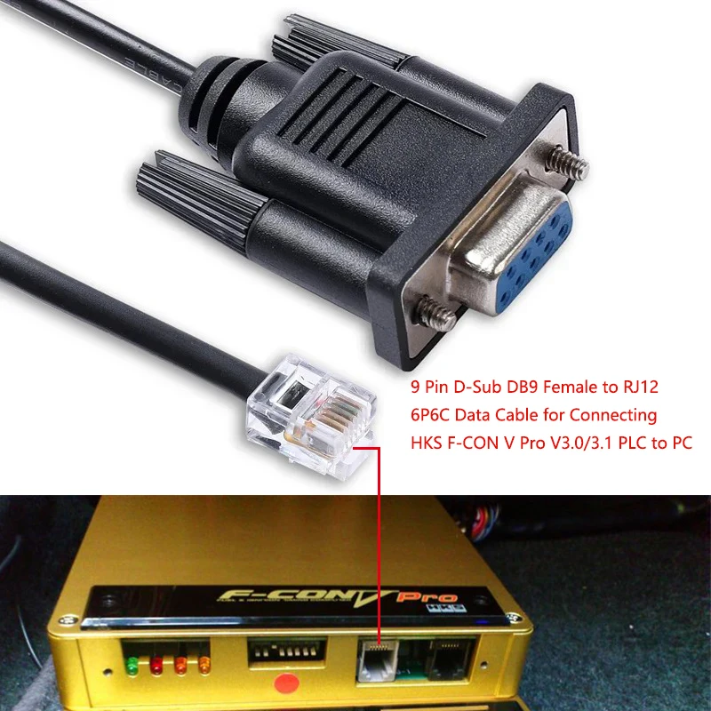 9 دبوس D-Sub DB9 أنثى إلى RJ12 6P6C RS232 كابل البيانات التسلسلي لتوصيل HKS F-CON V Pro V3.0/3.1 PLC إلى الكمبيوتر