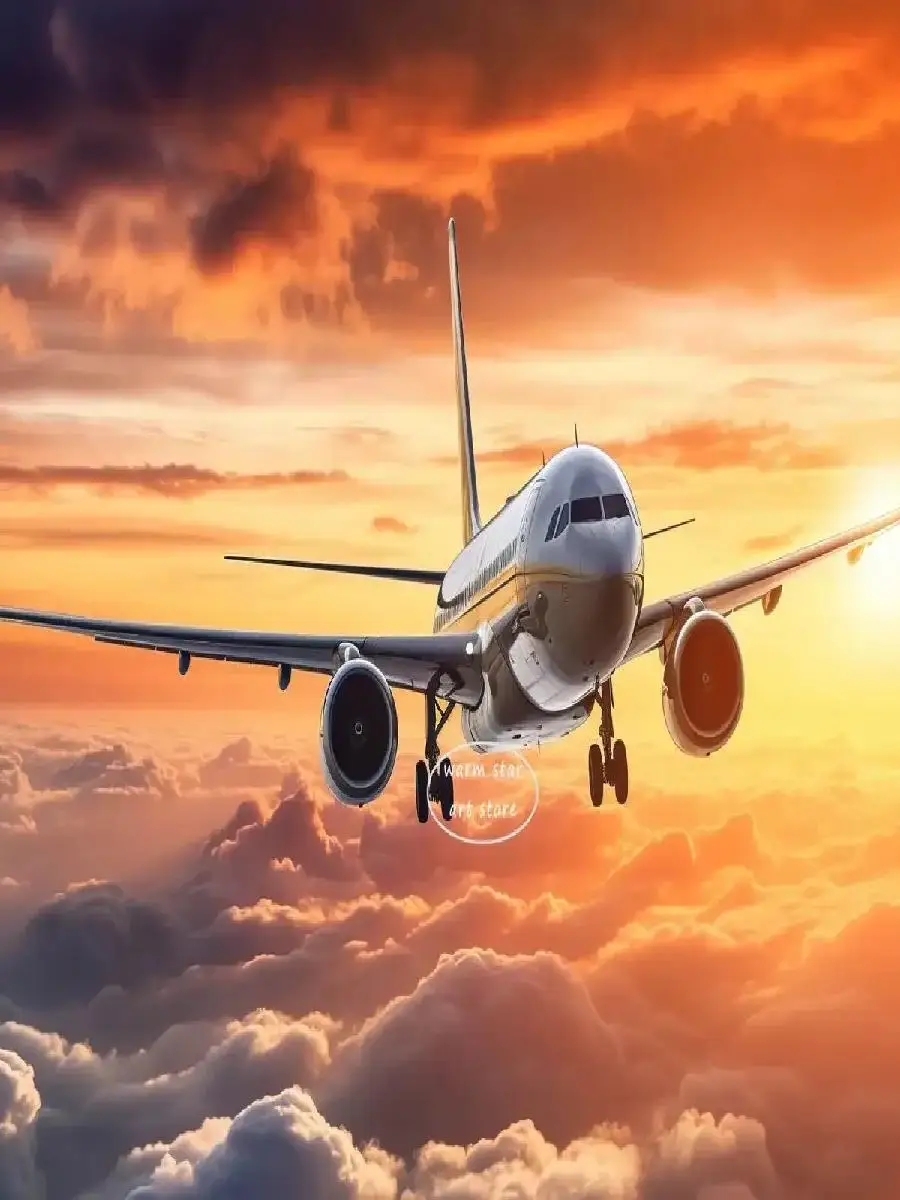 Sunset Aviation Airplane Canvas Painting Poster Wall Art HD Print Picture for Pilot Room Decoration Unframed Modern Home Decor