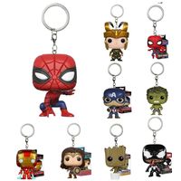 HOT Keychains The Avengers Marvel Iron Man Rocket Spider-man Hulk Loki Thor Captain America Panther Pocket Keychain Model Toys