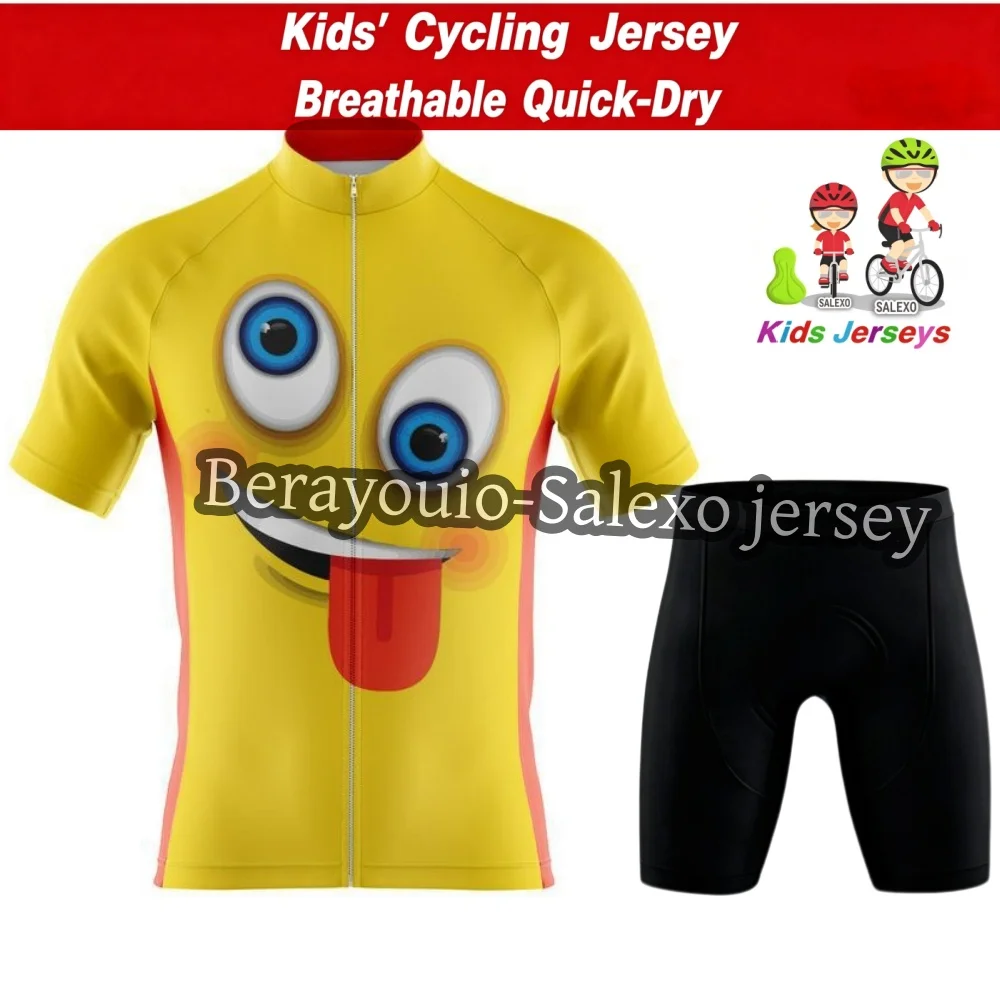 Children's Cartoon Cycling Jersey Set BOY AND GIRL Summer Short Sleeve Bicycle Clothing Maillot Ropa Ciclismo Kids Uniform Suit
