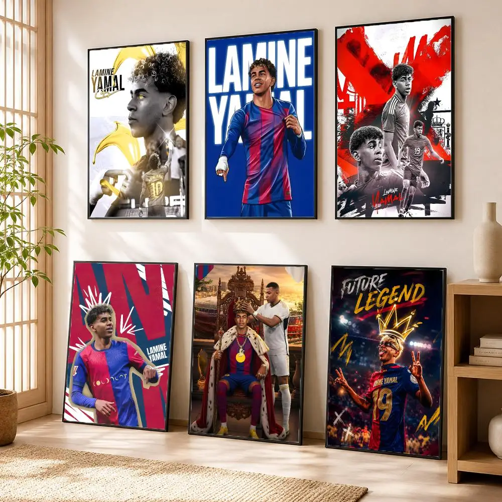 Football L-Lamine Yamal Poster Modern Home Living Bedroom Bar Hallway Waterproof Wall Art Aesthetic Decor