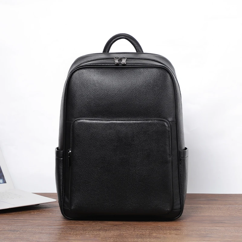 100% Cow Genuine Leather Men Backpacks Fashion Real Natural Leather Student Backpack Boy Luxury Brand large Computer Laptop Bag