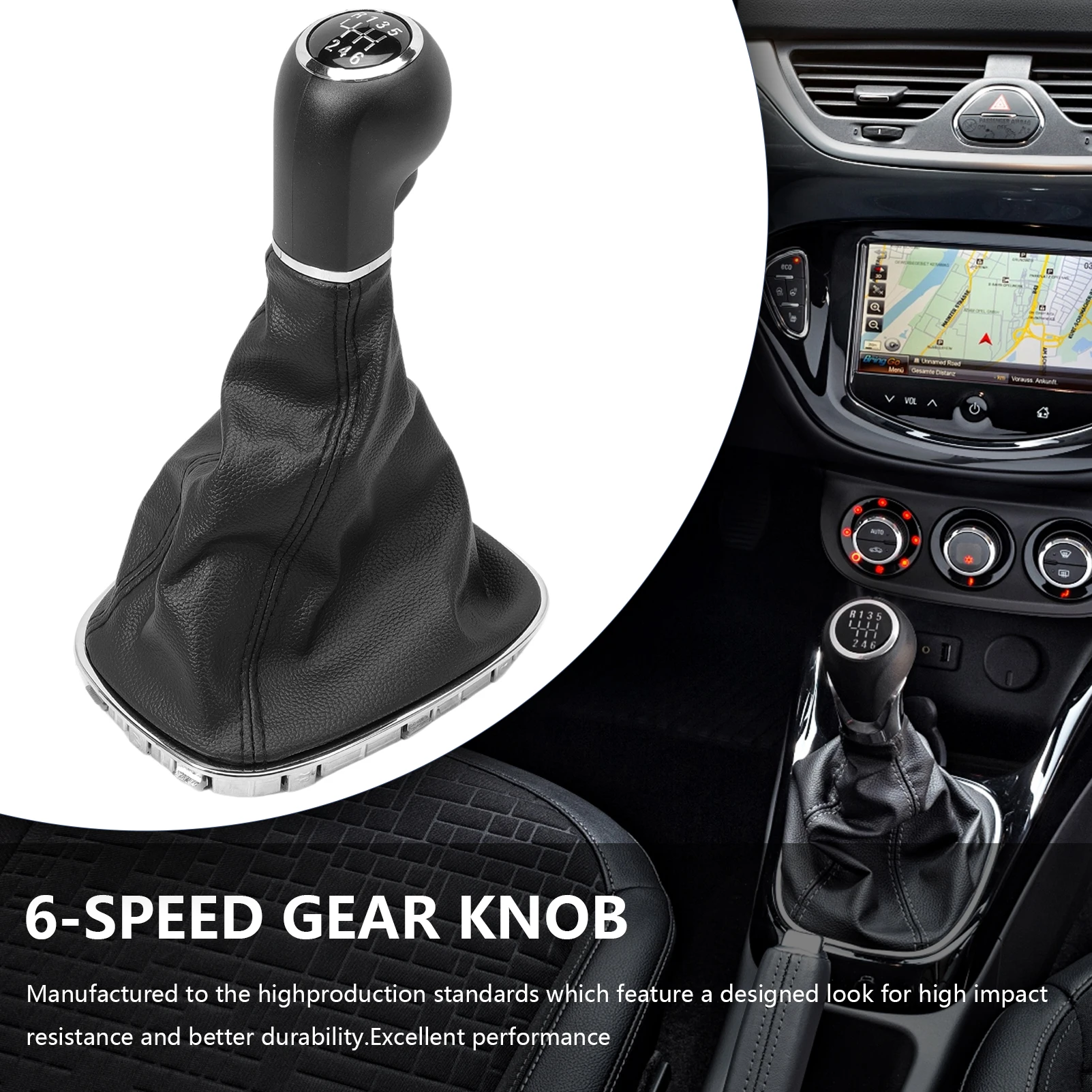 

for Corsa D 2006-2014 Shift Knob Shift Lever Cuff Pinch Frame Seam Black 6-Speed Shifter Bag Kit 00940093 19276456