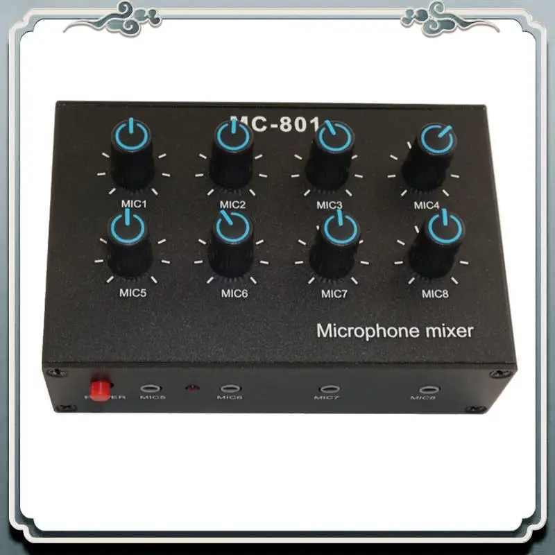 Premium MC-801 Condenser Microphone Expander 8 Channel 3.5Mm Microphone Mixer Multi-Channel Input Expander Hub