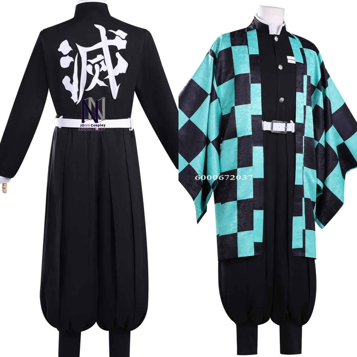 

Hot Japanese Anime Cosplay Costume Tanjiro Kamado Role Playing Fashion Black Uniform Jacquard Coat Men Women Comic Con Outfit