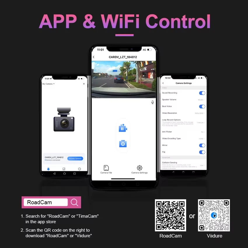 Dash Cam For Jeep Compass (2nd Gen) 2018 2019 2020 2021 2022 2023, Car Camera 4K 2160P WIFI Connection APP Control,Dashcam
